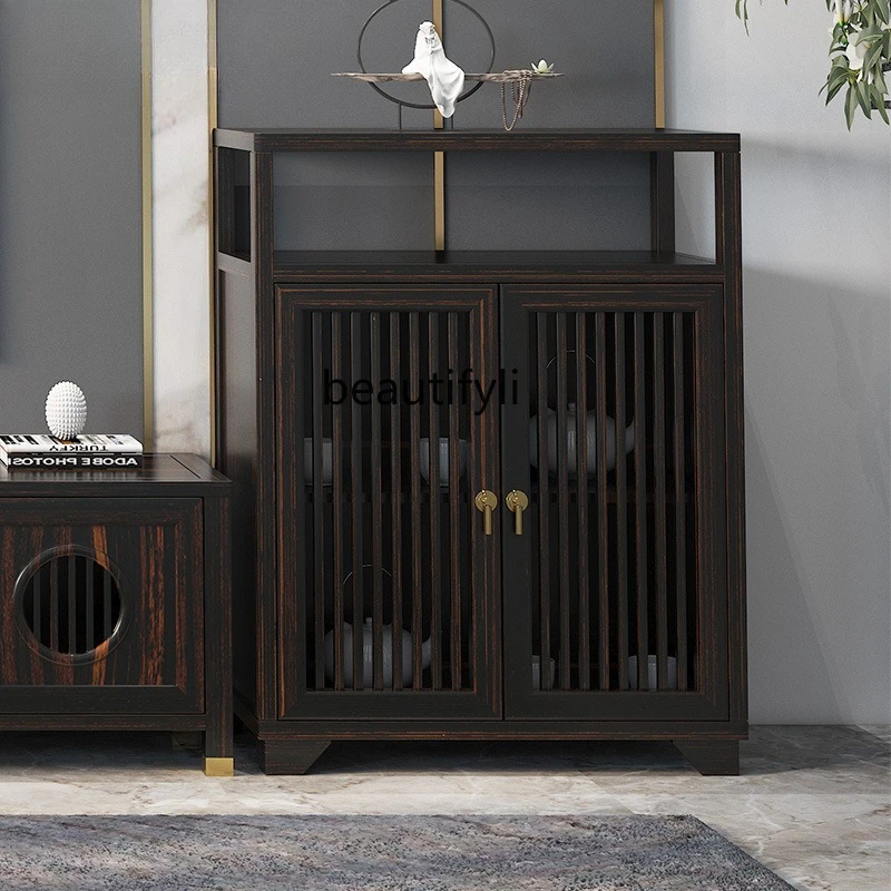 New Chinese style all solid wood, living room storage, TV side cabinet, dining room multi-layer side cabinet
