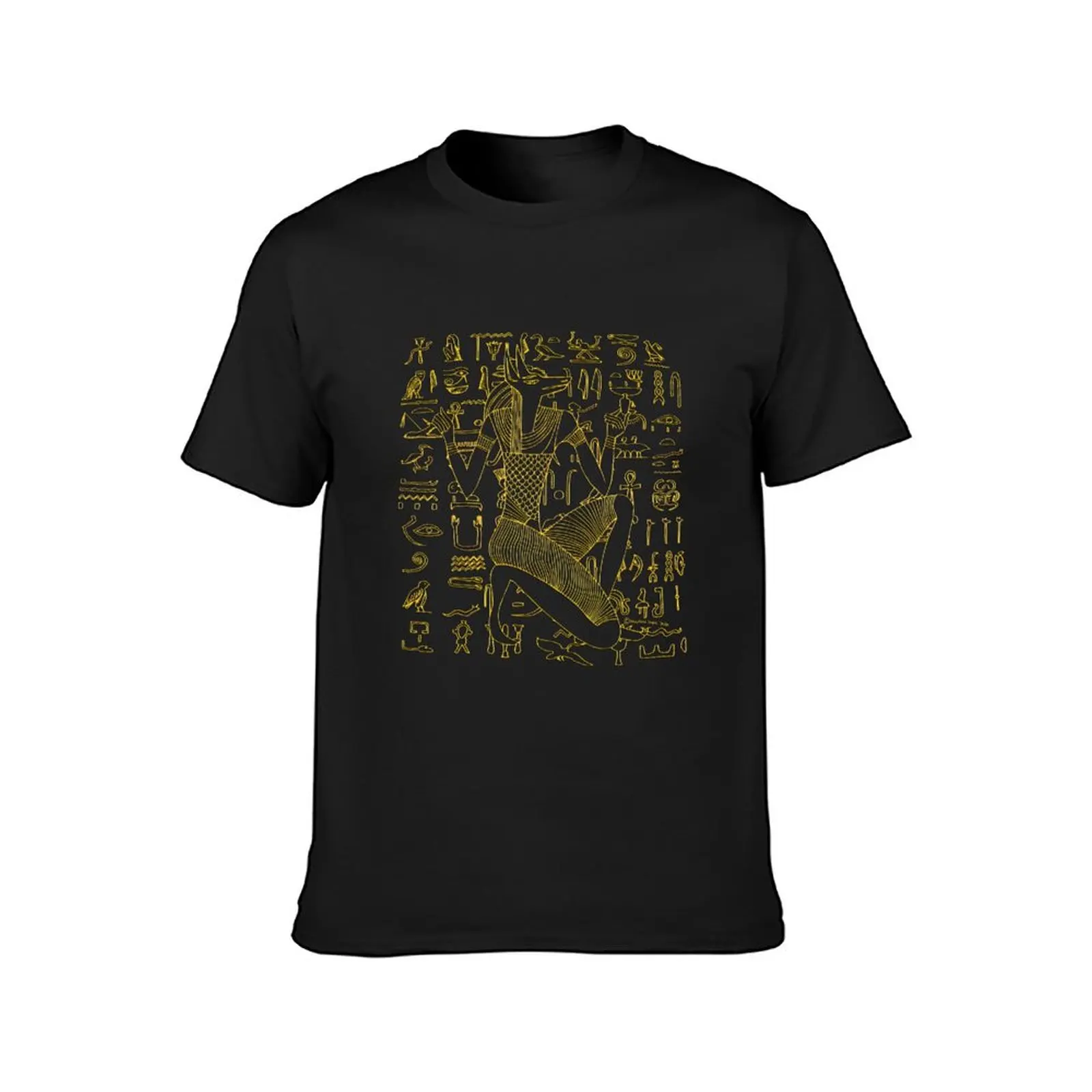 Egyptian Anubis & Hieroglyphics T-Shirt plus size tops Short sleeve tee shirts graphic tees mens workout shirts