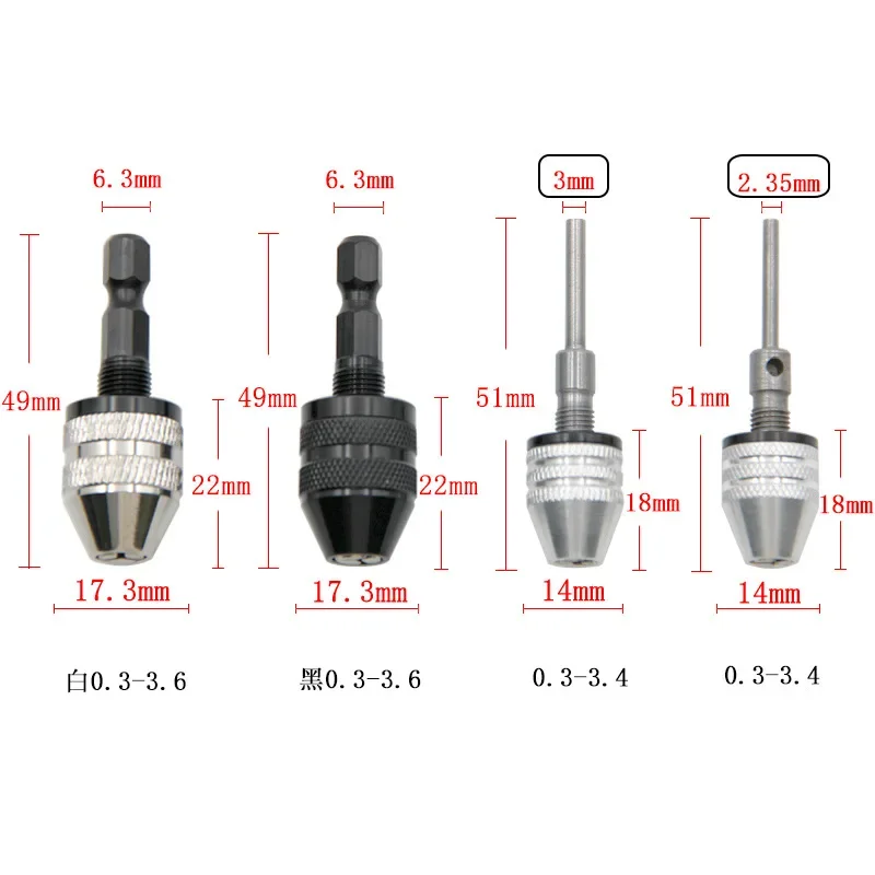 0.3-6 mm quick-change hexagonal shank three-jaw self-centering twist drill 3.6 electric grinder drill chuck