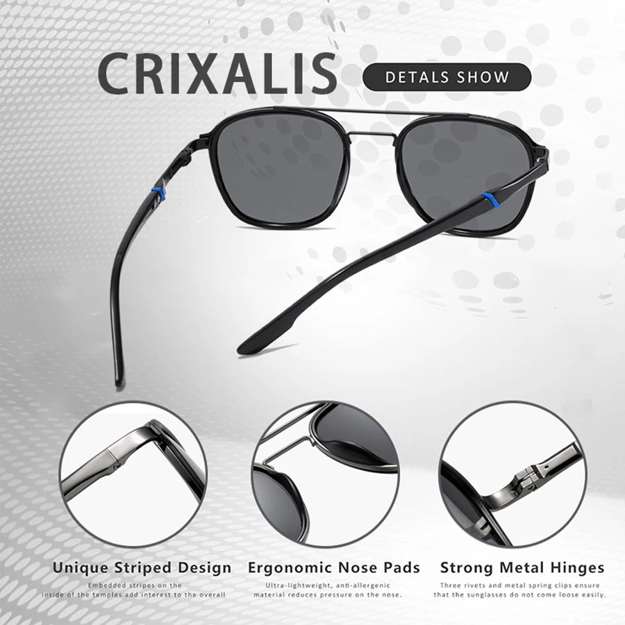 CRIXALIS Fashion Punk Polarized Sunglasses for Women Anti-glare Driving Sun Glasses Men Vintage Fishing Shades Female UV400