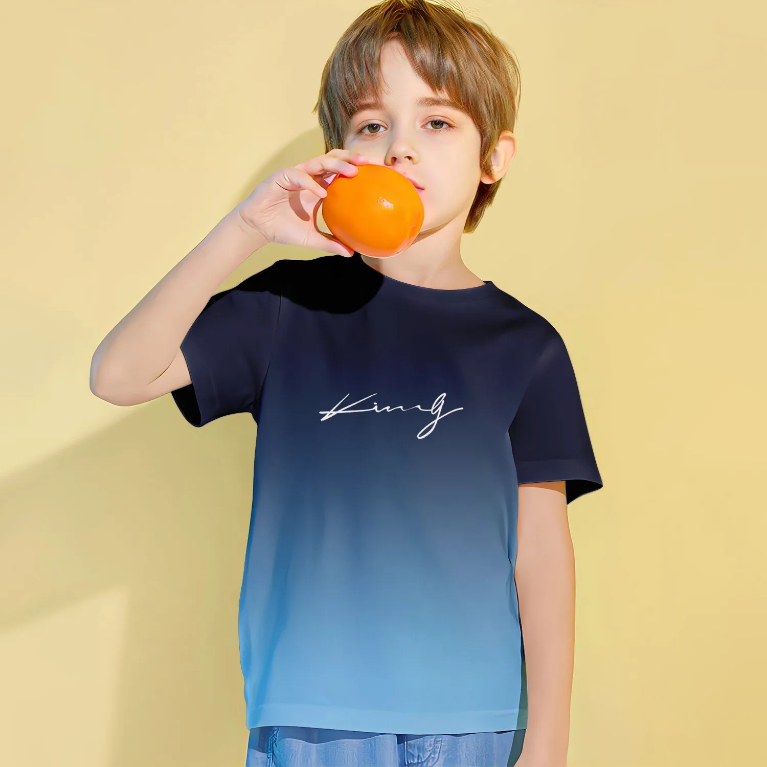 Summer New Children's Short-Sleeved T-Shirt 3D Printed Double Color Matching Pattern Boys Casual Breathable Sports Tops 4-14Year