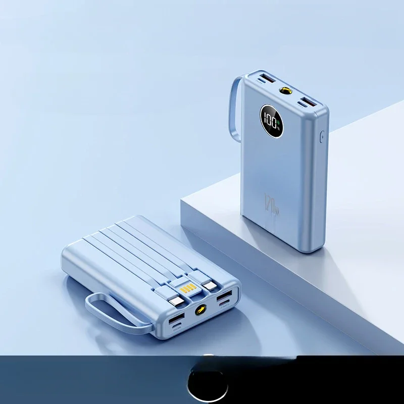 10000mAh For Xiaomi IPhone Huawei Mini Power Bank 120W Super Fast Charge Ultra-thin Charging Bank Mobile Power with Cable