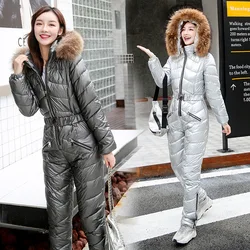 Thickened Cotton-padded Women 2022 Winter New Outdoor Leisure One-piece ski Suit Slim Thickened Cotton-padded Women