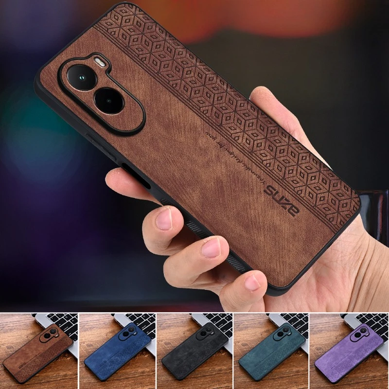 EUCAGR Luxus PU Leder Telefon Fall für Xiaomi POCO M7 4G Stoßfest Weiche Rückseitige Abdeckung für Xiaomi POCO M7 4G