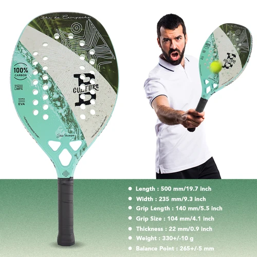 Imagen 2 del producto Raquete Beach Tennis Padel ligero Anole de carbono completo para entrenamiento Juego de raquetas de tenis de playa
