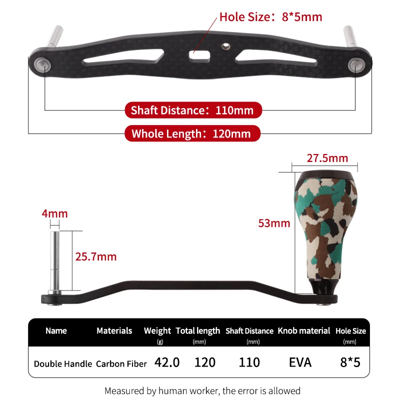 Kawa Carbon Fiber Fishing Handle With Eva Knob For Da/Sh Casting Length 120mm/130mmWeight 42g/43.7g Hole 8x5/7x4mm DIY Accessory