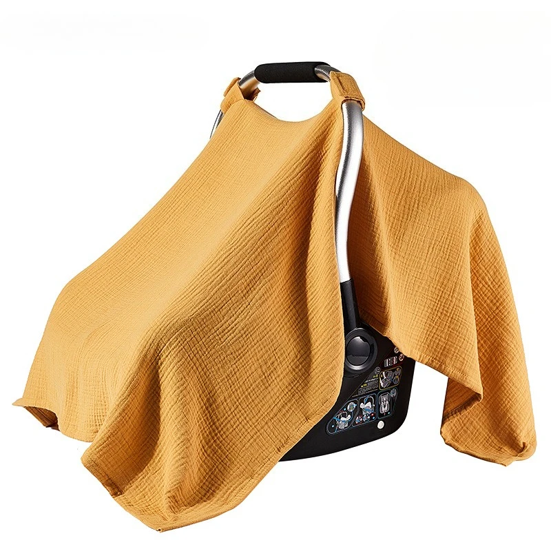 

Universal Muslin Cotton Baby Stroller Cover Solid Color Stoller Sun Shade Breathable Crepe Gauze Canopy for Infant Carriers