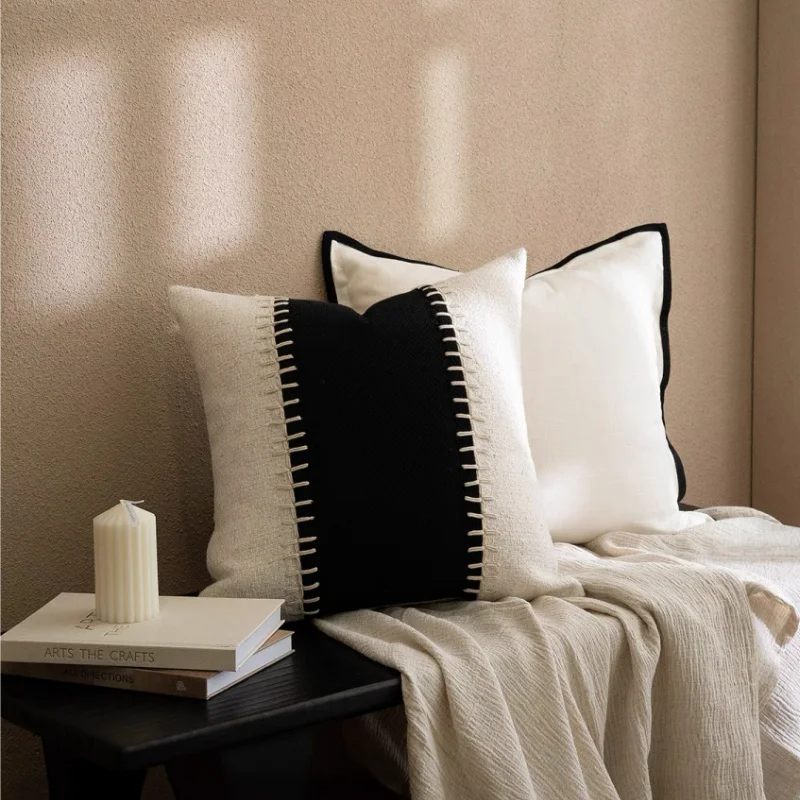 White Black Pillows Modern Geometric Art Cushion Case Luxury Simple 50x50 Square Decorative Pillow Cover For Sofa Chair Home Dec