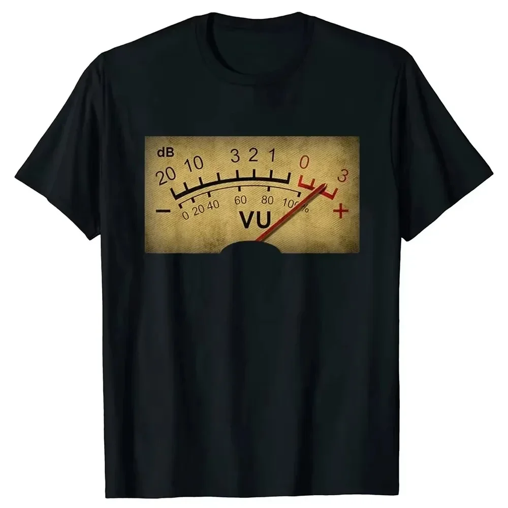 Vintage VU Meter Sound Engineer Analog Electronic O-Neck Cotton T Shirt Men Audio Engineer Recording Studio Funny Tshits Men Top