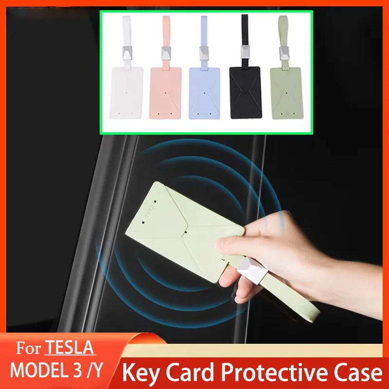 

For Tesla Model 3 / Y Key Card Cover Silicone Key Card Protective Case Anti-Lost Card Holder Keychain
