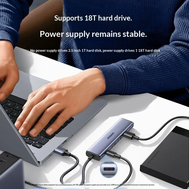UGREEN CM473 15921 USB 3.0 Hub 4 Port High Speed USB Splitter Expansion Adapter 0.5m Cable for Laptop Computer