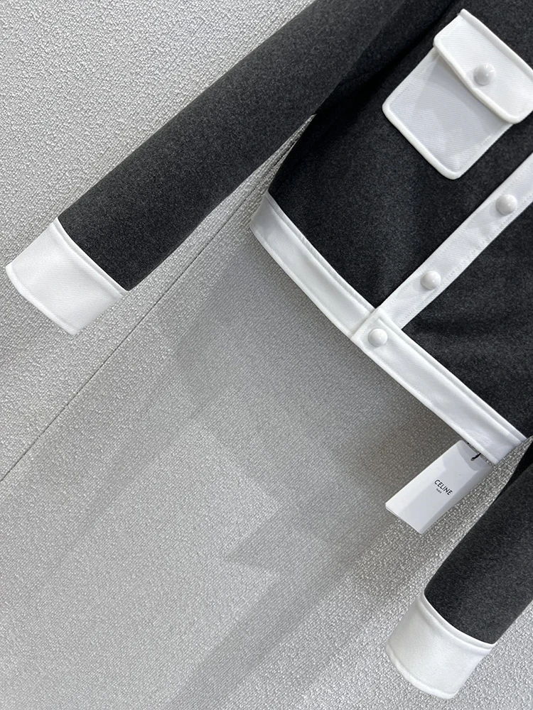 SVORYXIU 2025 الخريف نمط غير رسمي المرقعة جاكيتات معطف المرأة موضة س الرقبة الذاتي زراعة معطف سترة دافئة #3