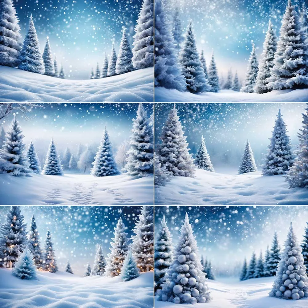 

MOON.QG Winter Snow Christmas Tree Photography Backdrops Baby Snowflake Bokeh Photozone Backgrounds Studio Photobooth Props