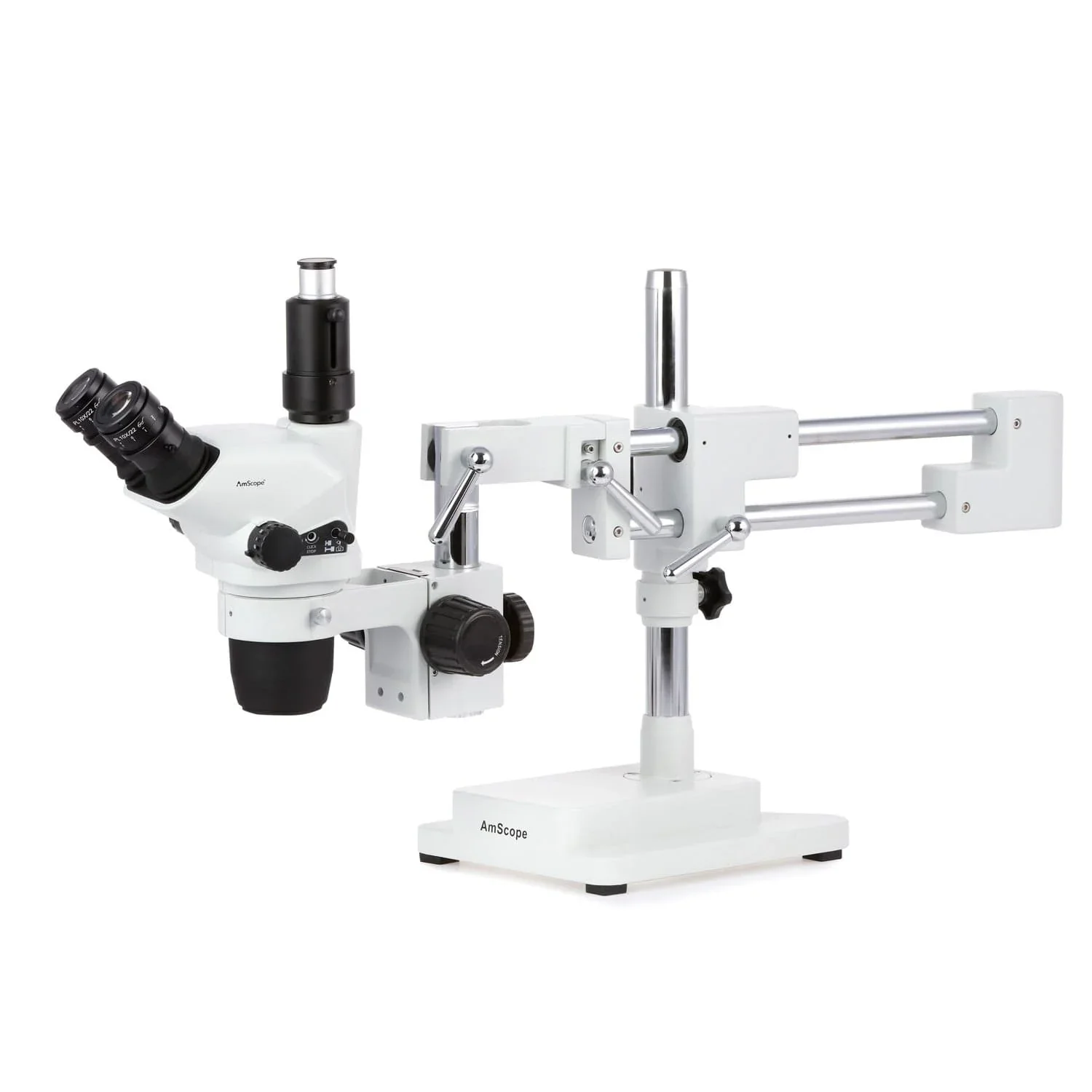 AmScope 2X-225X Trinocular Boom Stand Stereo Zoom Microscope