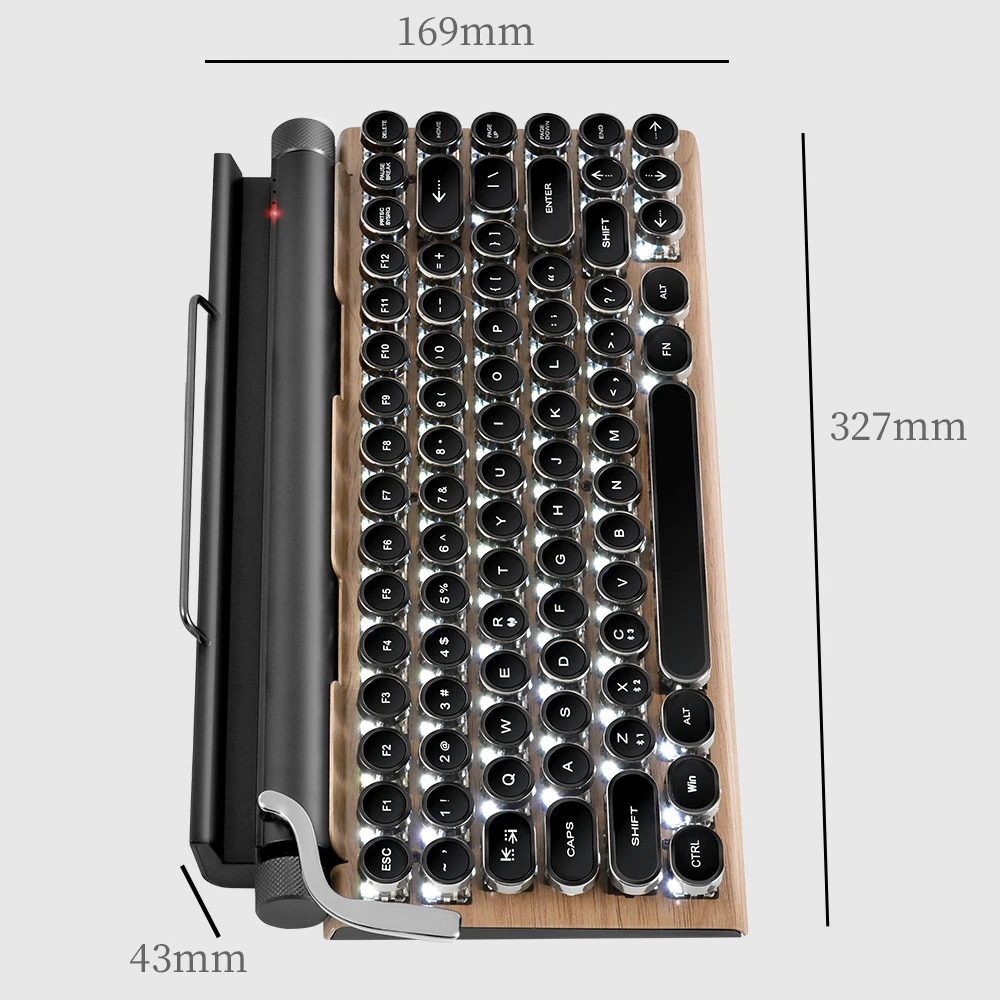 คีย์บอร์ดแบบกลไกย้อนยุคสำหรับมือถือแท็บเล็ตแล็ปท็อปมีแสงไฟสี RGB คีย์บอร์ดแป้นพิมพ์ไร้สายผ่านบลูทูธได้