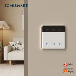 Zemismart DIY Name Switch EU Type Zigbee Smart Display Screen Touch Light Switch Works with Tuya Alexa Google Home Voice Control