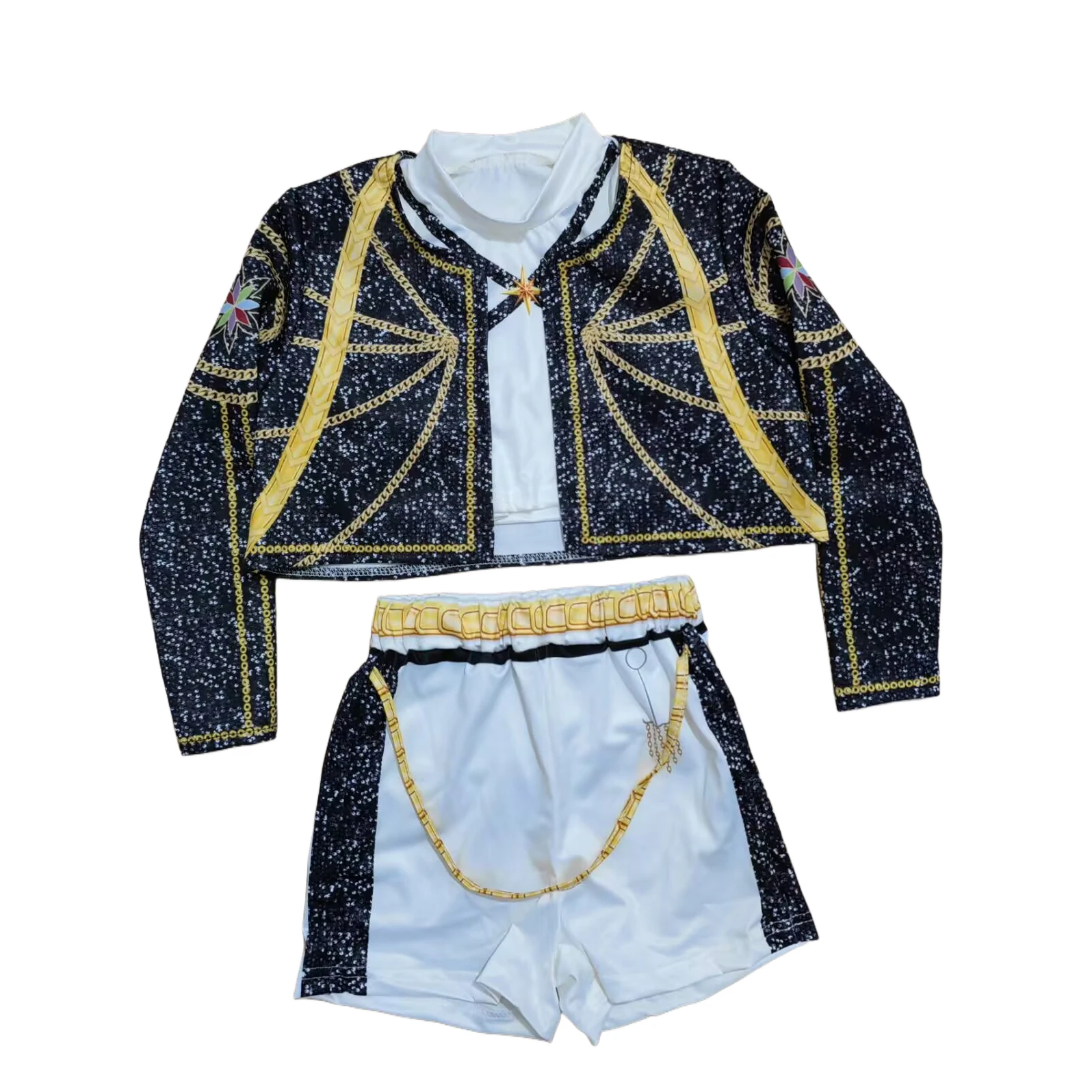 Kpop شيطان هنتر الاطفال زي مجموعة الذهبي هنتركس رومي زوي ميرا تأثيري الفتيات ثلاثية الأبعاد طباعة المرحلة الملابس هالوين حفلة الزي #4