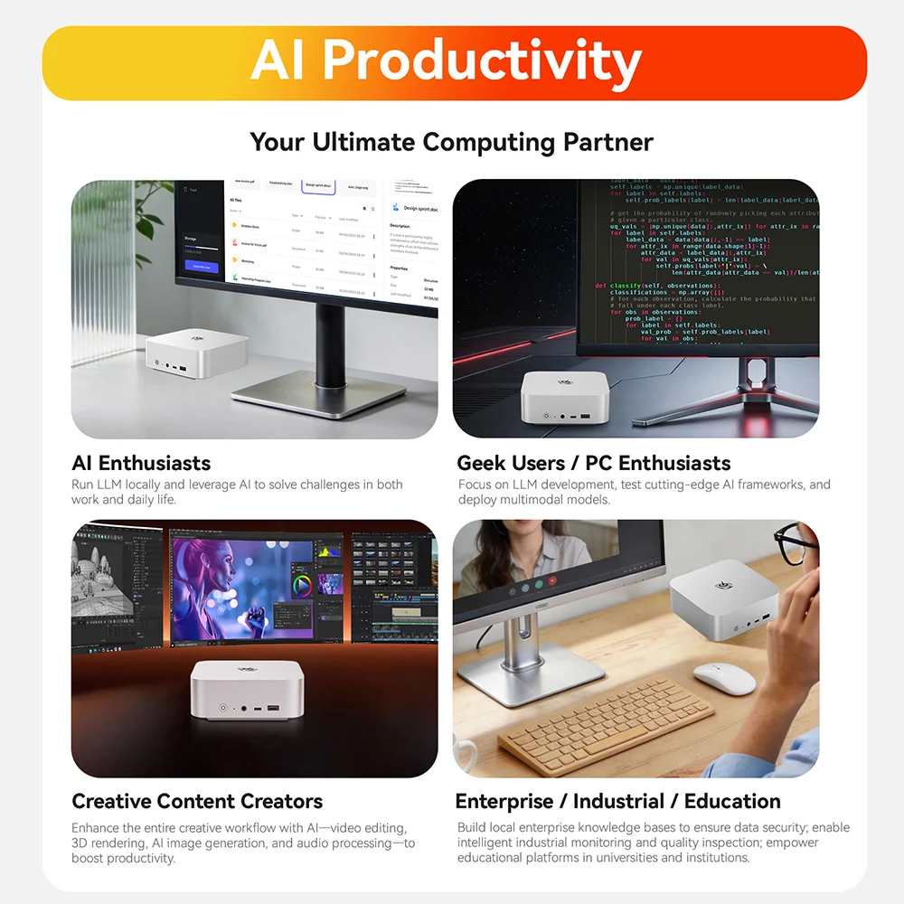 Beelink SER10 Max HX470 SER9 Pro AMD Ryzen AI9 HX370 Powerful AI PC 32G 1T SER8 8745HS 8845HS H255 Gaming PC Desktop Computer