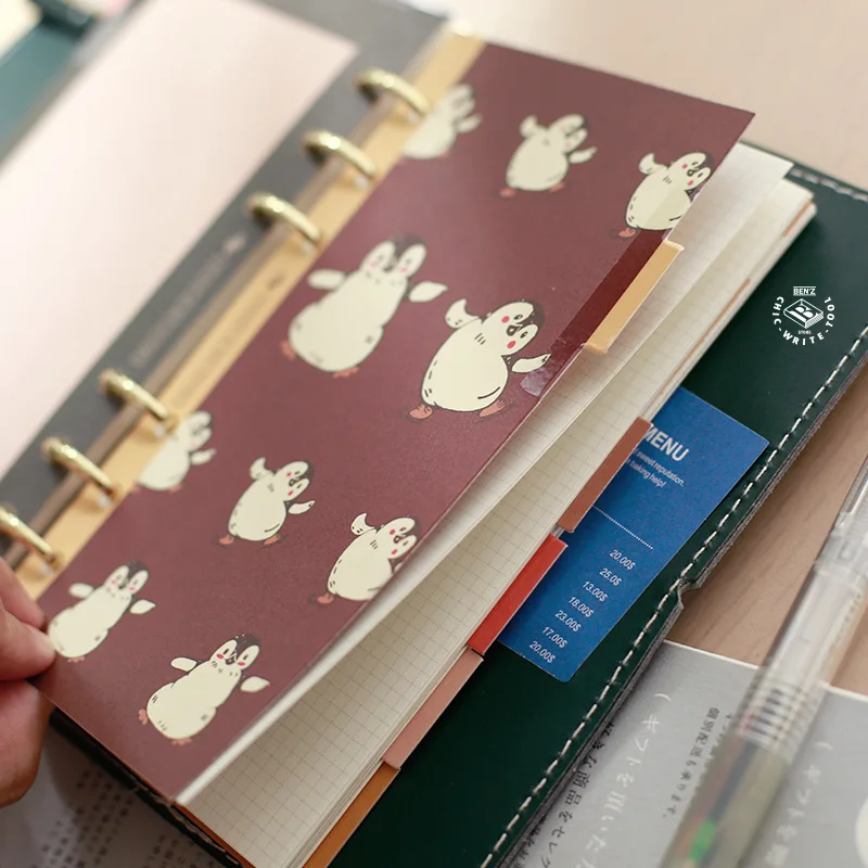 Fromthenon Cute Animal Index Pages for A5A6 Spiral Notebook Loose Leaf Planner Dividers Insert Paper Bookmark Stationery