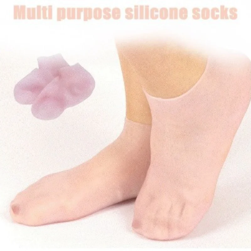 1Pair Silicone Socks Moisturizing Spa Pedicure Heel Moisturizing Cracked Foot Protector Pain Relief Dead Skin Removal