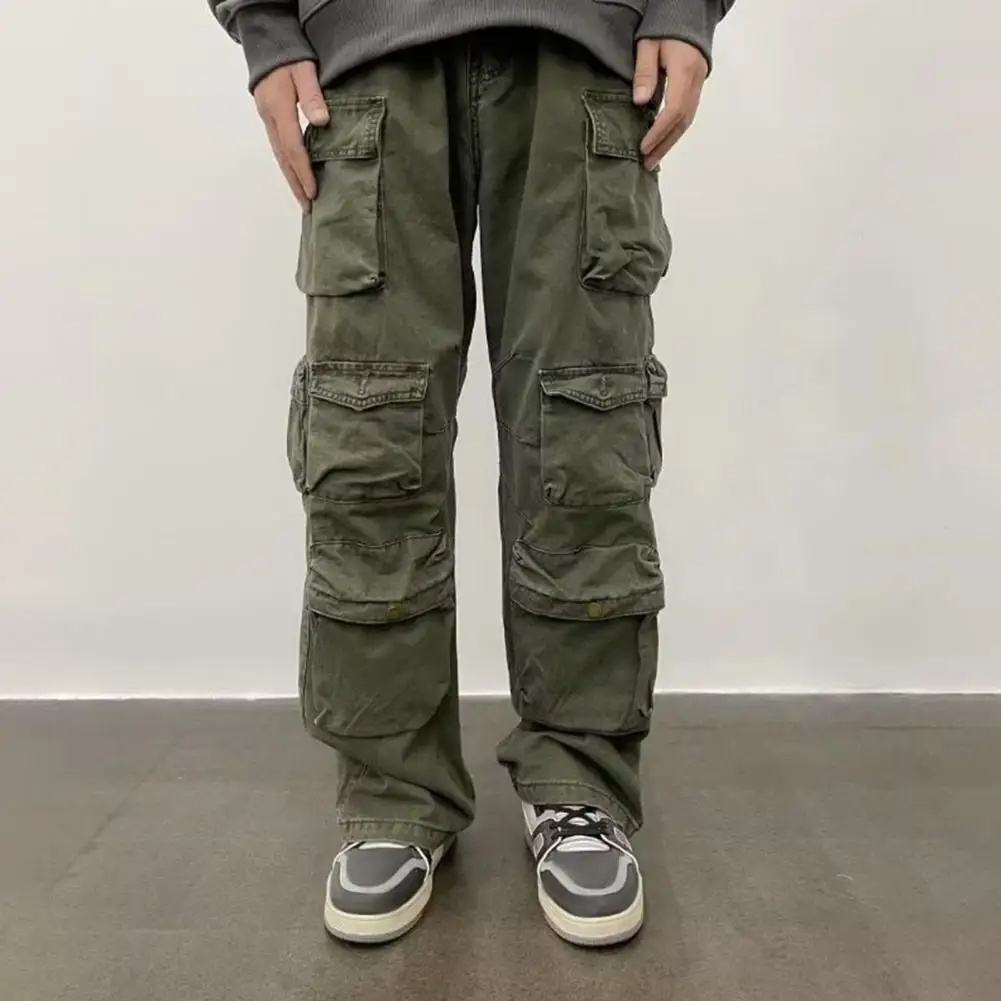 

Regular Fit Trousers Versatile Unisex Cargo Pants with Adjustable Waist Multi Pockets for Streetwear Outdoor Travel Loose Fit