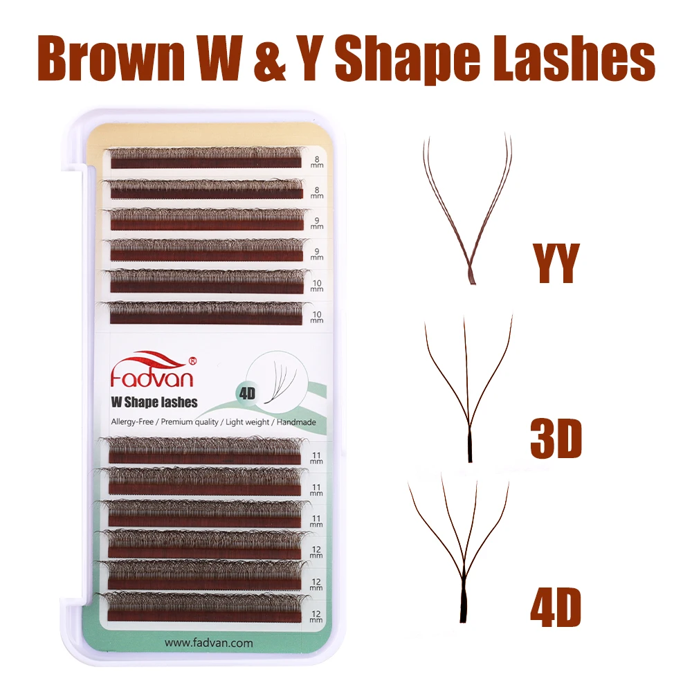 FADVAN Brown YY/3D/4D/5D lashes W Shape Lashes Faux Mink D Curl Natural Soft Brazilian Eyelash Premade Fans Eyelash Extensions