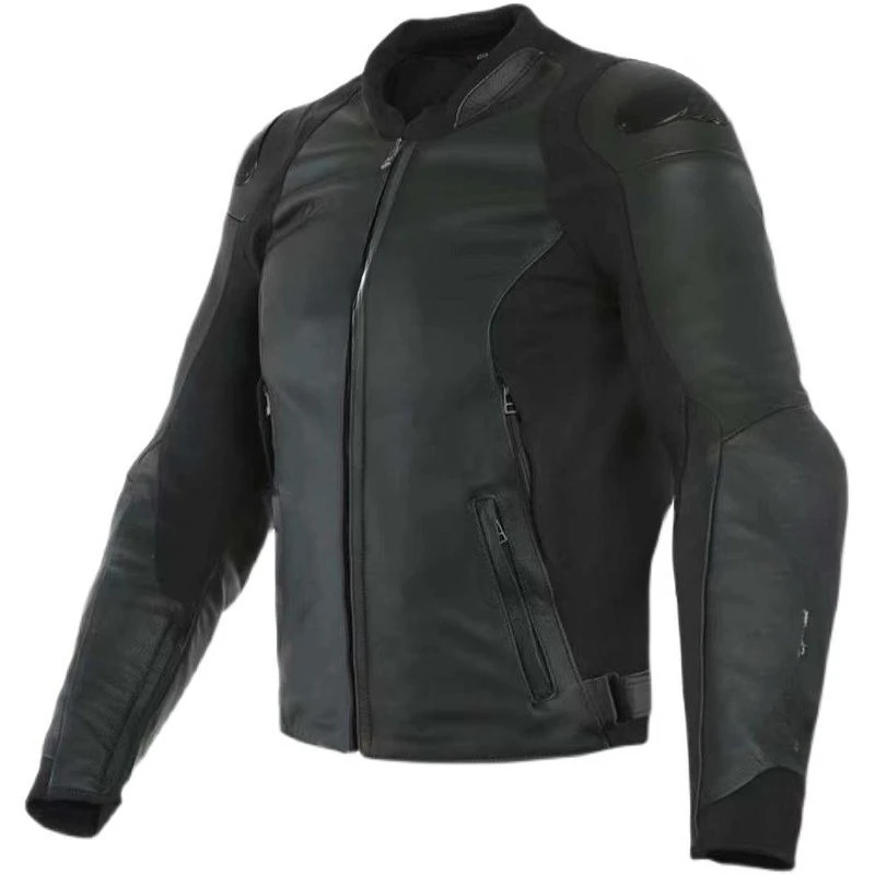Motorcycle titanium alloy windproof and drop-proof cycling suit leather jacket men's