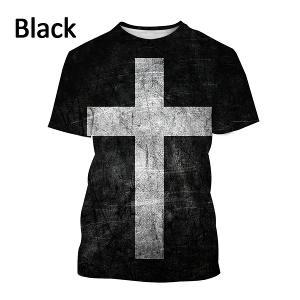 New Christian Faith Blessing Casual T Shirt Men\'s Cool Jesus Harajuku Print Streetwear Top Cross Short-sleeved T Shirt