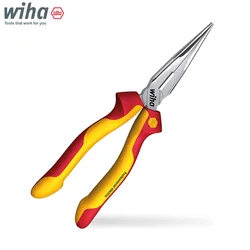 Wiha 26727 Professional Electric Nose Pliers with Cutting Edge Straight Shape VDE Tested 200 mm Pliers for Electricians