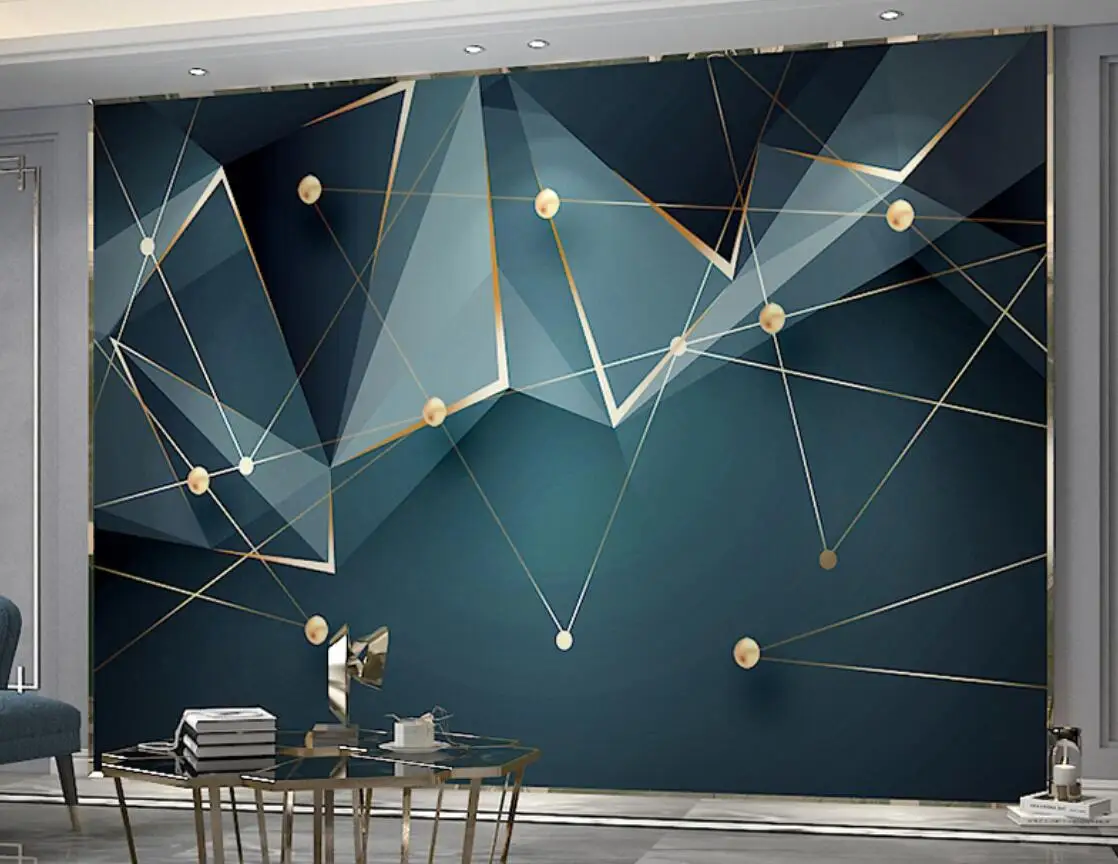 

Custom wallpaper mural light luxury 3d three-dimensional geometric simple living room TV background wall papel de parede