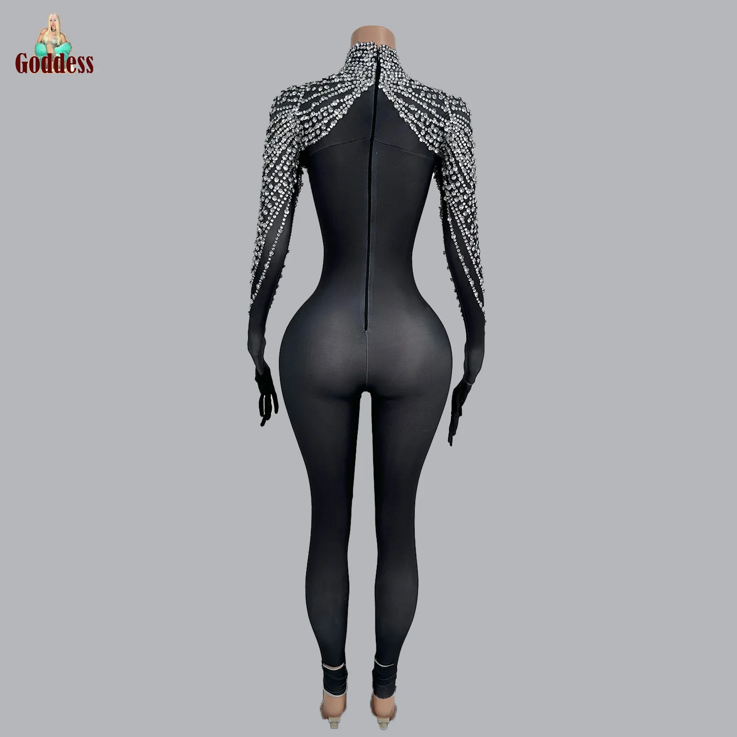 Women's Club Ball Crystal Jumpsuit Sparkly Sexy Party Jumpsuit Sexy Dancer Performance Dress up Spandex Bodycon Fancy Jumpsuit