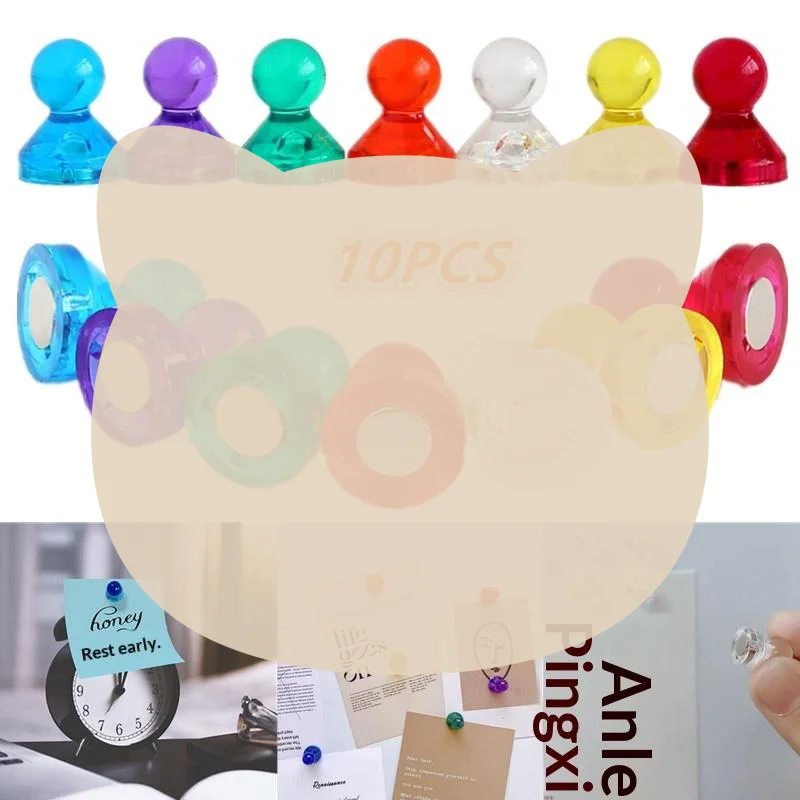 Colored Magnetic Nails 10 Pcs Easy Remove Small Magnet Pins for Fridge Whiteboard Office Education Training Use