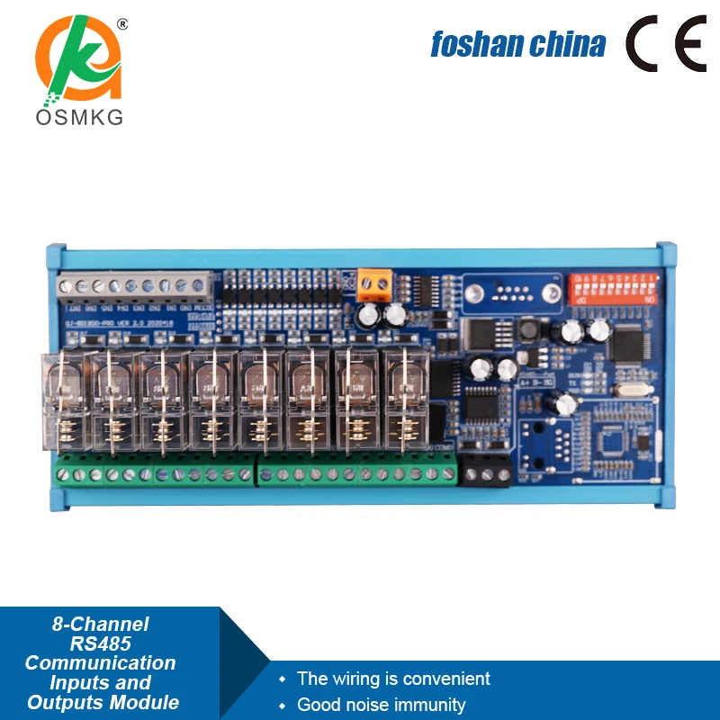 Imagem -03 - Placa de Relé Aoshangming Modbus Rtu Módulo io Remoto Plc Plc Hmi Switch Quantidade Dc12 24v 8di 8do Rs485