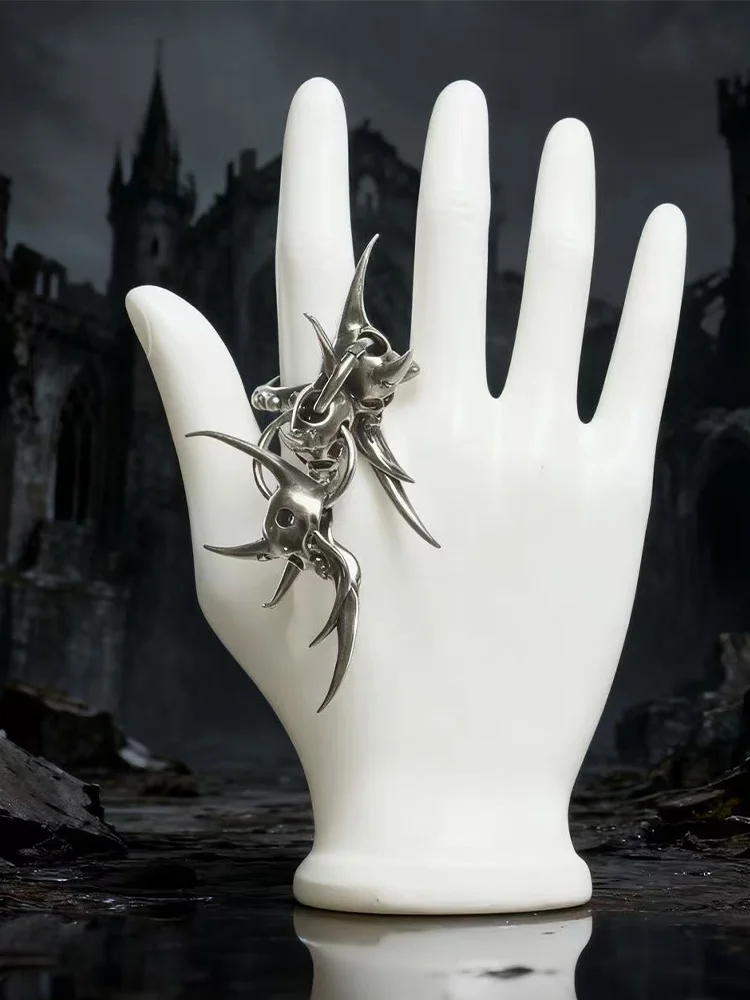 إكسسوارات مجوهرات فنية على شكل جمجمة متعددة السبائك، خاتم للجنسين للرجال والنساء، إكسسوار أنيق فريد من نوعه