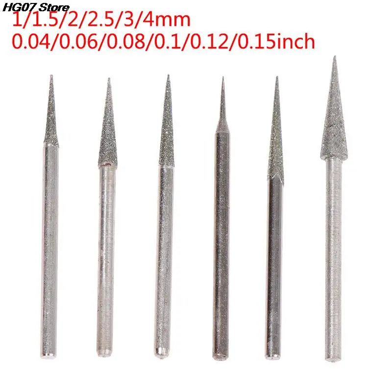 6Pcs 1-4mm Diamond Grinding Head Needle Bits Burrs Engraving Carving Tool 2.35mm Shank D Needle 2021