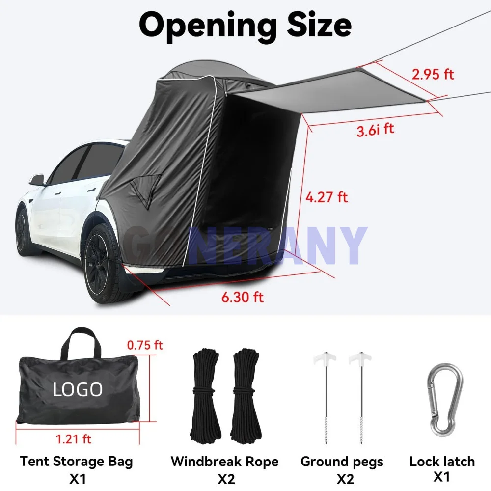 Camping Tent for Tesla Model Y 2023 2022 2021 2020 Tailgate Shade Awning Tent Tesla Accessories Anti-Tear & Waterproof