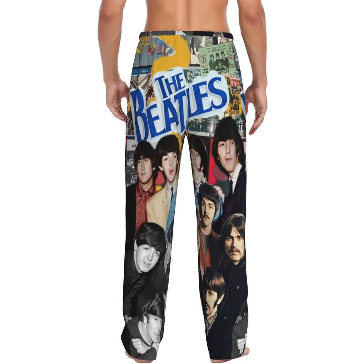 Custom Harajuku The Beatle Memebers Art Men Pajama Pants Lounge Sleep Sleepwear Bottoms with Pockets