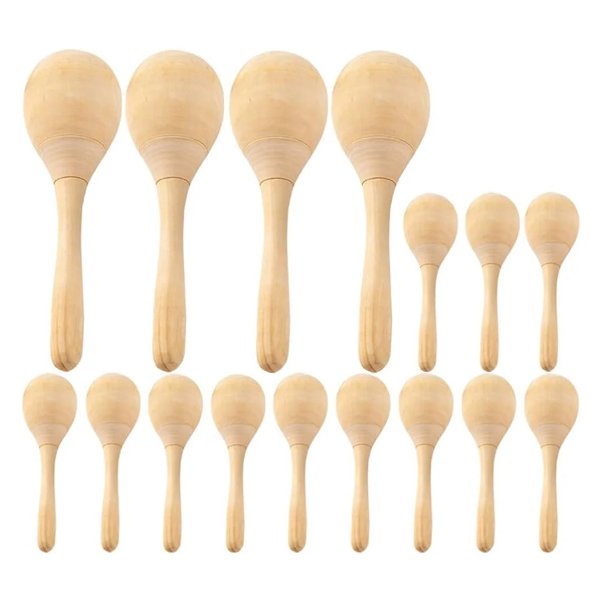 12pcs Unfinished Wooden Maracas Blank Wood Rumba Shaker Rattle Orff Hand Percussion Musical Instrument for Adults Kids