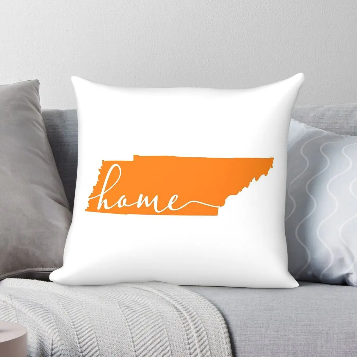 Orange Tennessee State Cursive Square Pillowcase Polyester Linen Velvet Printed Decorative Throw Pillow Case Home Cushion Cover