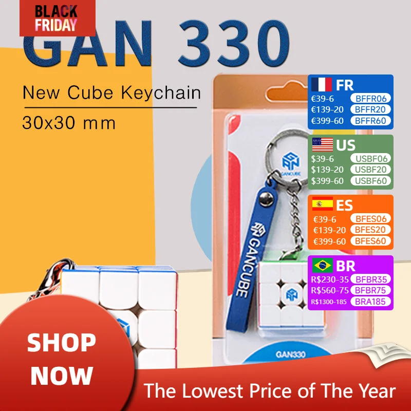 GAN 328 Mini Keychain Cube, Puzzle Magic Cube, Speed Cube Key Buckle, Presentes infantis, 328, 3x3