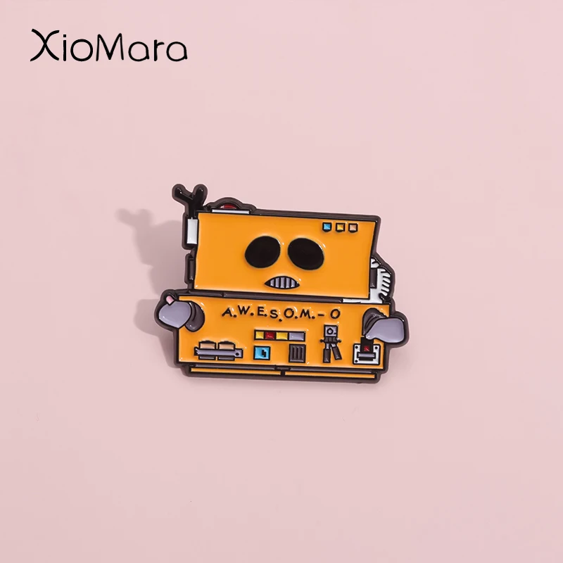 Creative Funny Park Robots Lapel Pin American Comics Series Badge Enamel Pins For Hats Adventure Jewelry Accessories Gifts