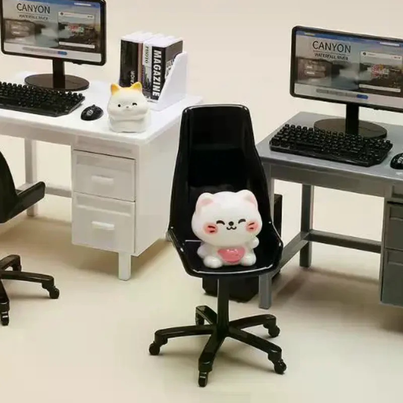 

1 Set 1/12 Scale Dollhouse Miniature Furniture Kit With Computer Keyboard Desk Chair Miniature Scene Model Home Study Room Decor