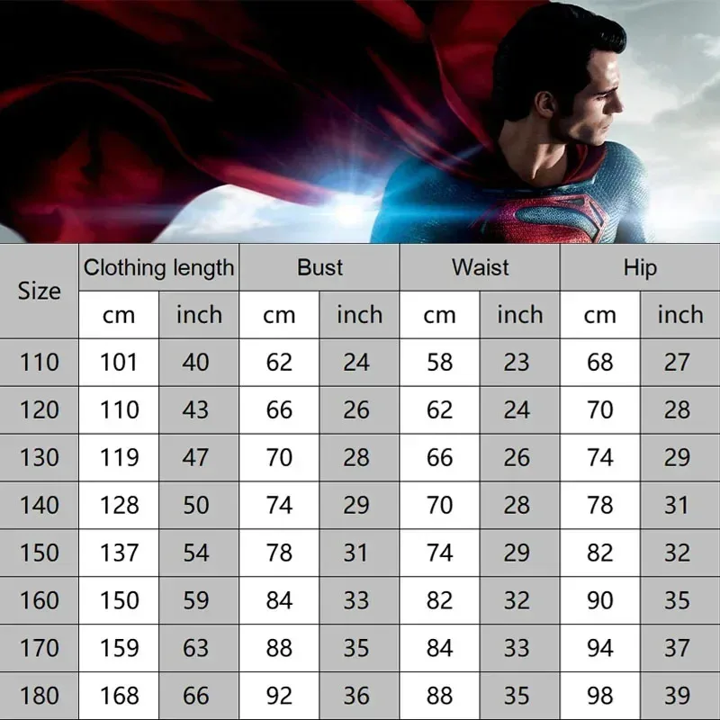 Superman Wonder Supereroe Clark Kent Kal El Costume Cosplay Tuta Complessiva Costume da Festa di Halloween per Bambini Adulti