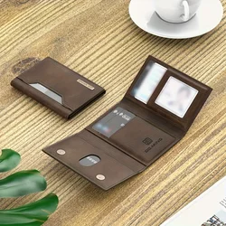 1pc Men's RFID Blocking Business Card Holder, Large Capacity Multiple Card Slots Wallet With Transparent Pocket