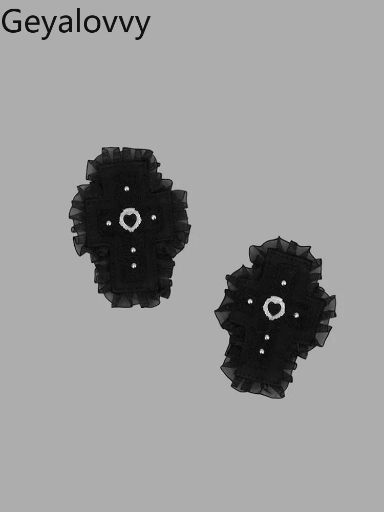 

Gothic Retro Black Mesh Hair Clips Japanese Sweet Cute Style Versatile Lace Hair Accessories Kawaii A Pair of Hairbow