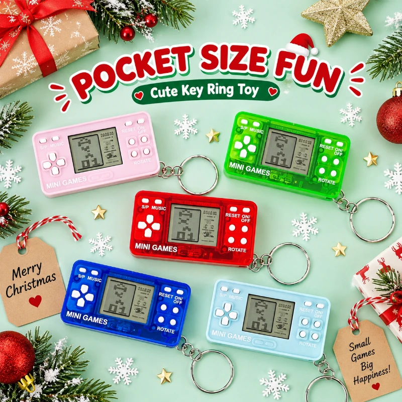 Multi Color Pocket Handheld Game Keyring Classic Mini Electronic Game Console Key Chain Holiday Gift Ornament For Christmas