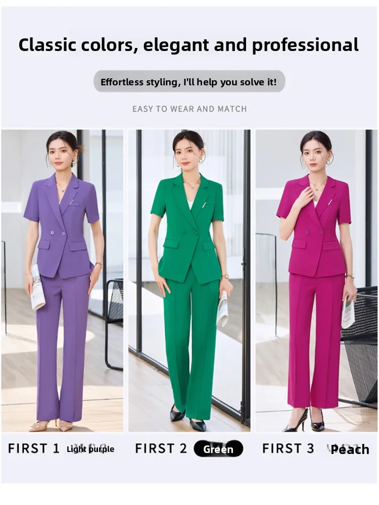 

Purple ort Sve Suit Set Women's Casual Profional Two-Piece Workwear Faionable Summer 2025 Sli Commute Sle