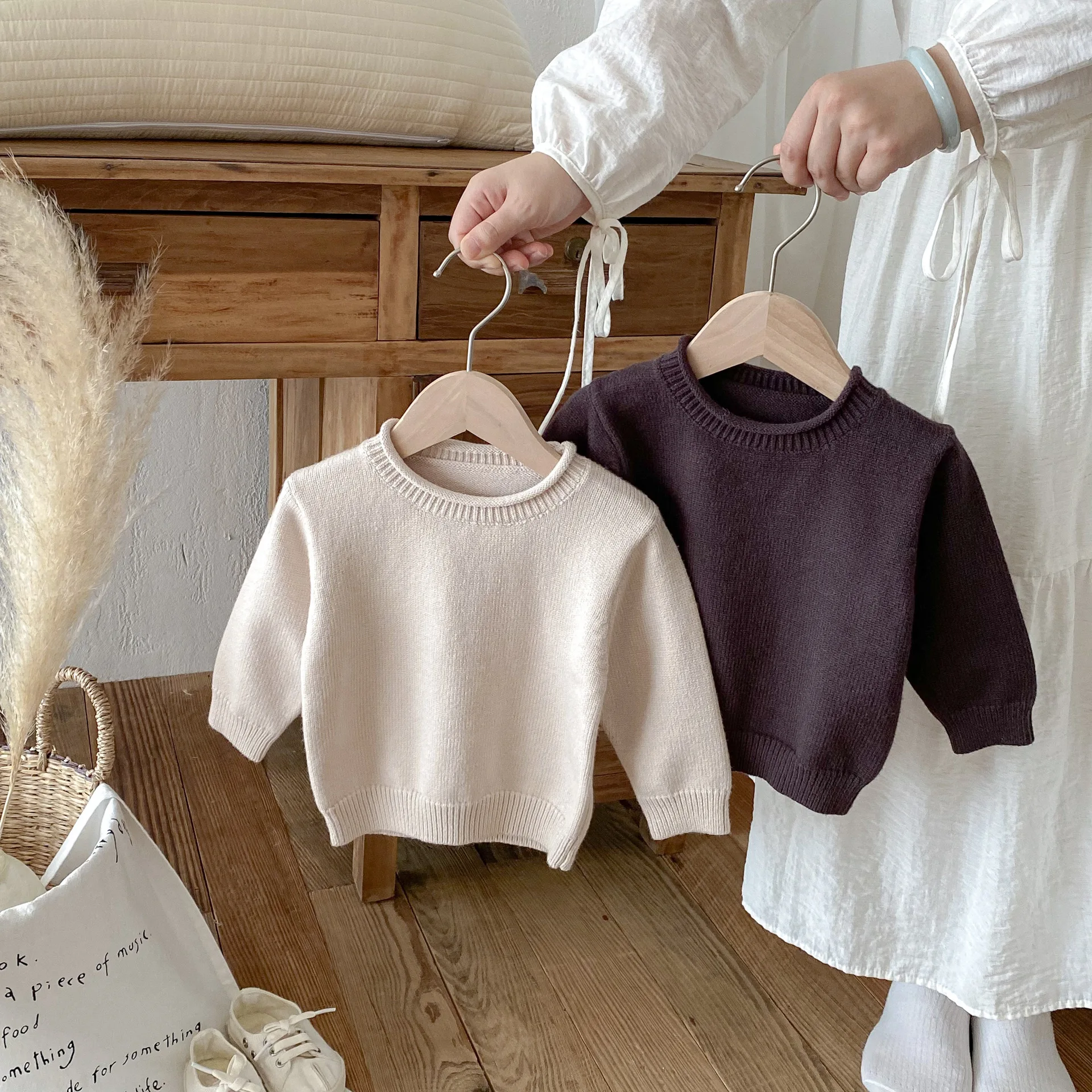 2025 Autumn New Children Long Sleeve Casual Sweater Girls Knit Shirts Solid Baby Boy Knitted Sweater Kids Pullover Tops Clothes