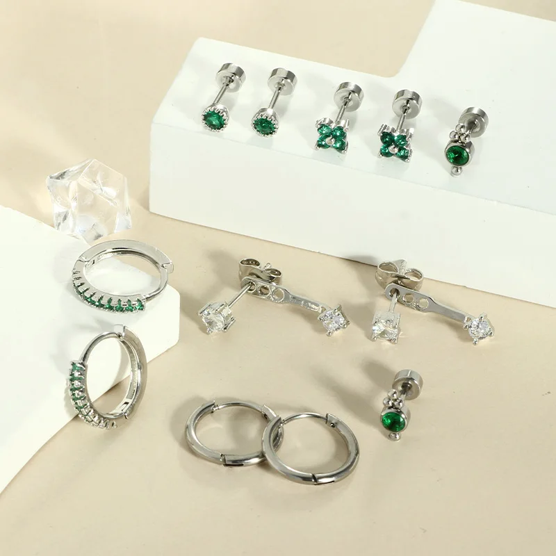 여성용 플랫 백 귀걸이 저자 극성 귀걸이 20G 소형 스테인레스 스틸 연골 귀걸이 피어싱 헬릭스/Tragus/Conch