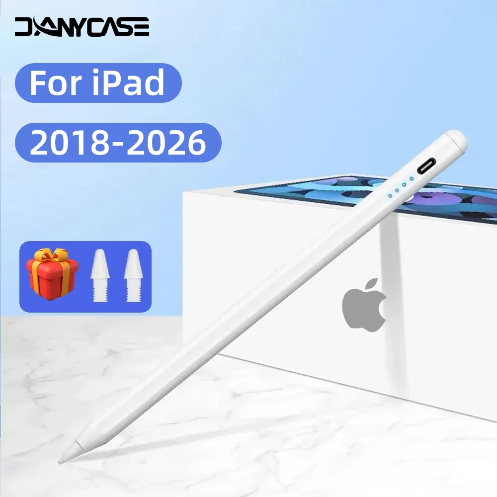

Стилус-ручка для Apple Pencil 2 с функцией распознавания ладони и индикатором заряда, аксессуар для iPad Pro 11, 12.9, Air, Mini (совместим с моделями 2026, 2025, 2024, 2019, 2018 годов)